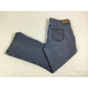 Levis Jeans Misses Womens Stretch med rise Boot cut distressed Pants Sz 14 short